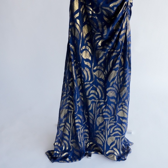 AIDON MATTOX One Shoulder Blue and Gold Dress​ - Picture 10 of 16